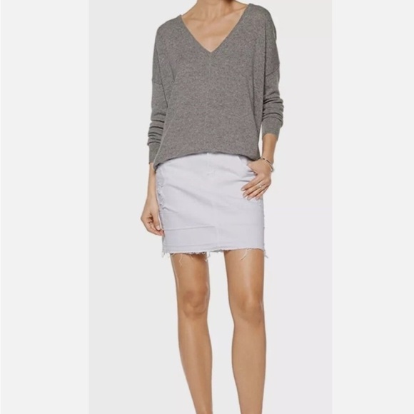J BRAND Lela Mid Rise Destructed Pencil white Denim Skirt distressed look 23 - Picture 3 of 9